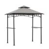 Sunjoy 5 Ft. X 8 Ft. Black Steel 2-tier Grill Gazebo With Gray And Black Canopy In Neutral