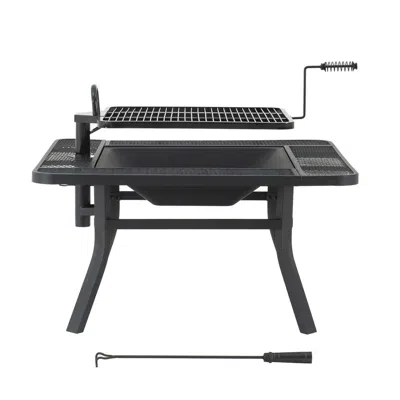 Sunjoy Grill Fire Pit For Outside, Outdoor Wood Burning Firepit In Black
