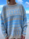 SUNKISSED COCONUT ASPEN SKI SWEATER IN BLUE SNOWFLAKE