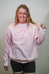 Sunkissed Coconut Candy Cane Wonderland Embroidered Sweatshirt In Pink In Pink
