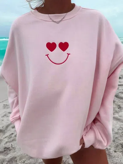 Sunkissed Coconut Embroidered Graphic Sweatshirt In Light Pink