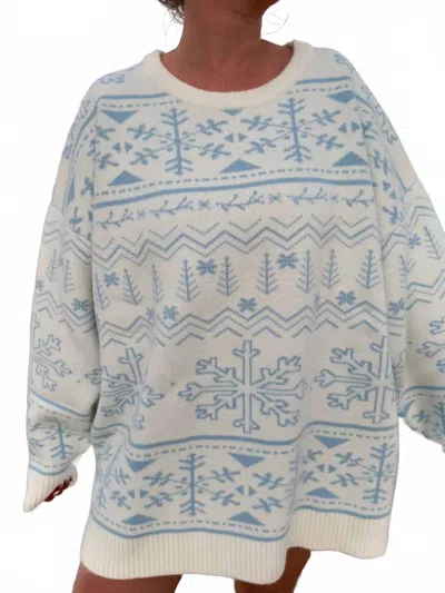 Sunkissed Coconut Home For Christmas Snowflake Oversized Sweater In White