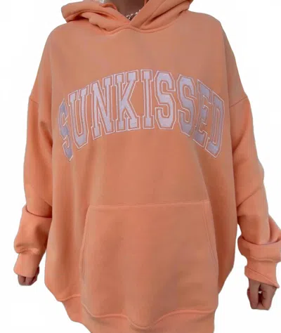 Sunkissed Coconut Junior's Varsity Embroidered Hoodie In Sherbert Orange In Brown