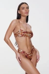 Sunkissed Le Sporty V-front Bikini Bottom In Golden Leopard, Women's At Urban Outfitters In Brown