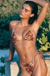 Sunkissed Le Triangle String Bikini Bottom In Golden Leopard, Women's At Urban Outfitters In Brown