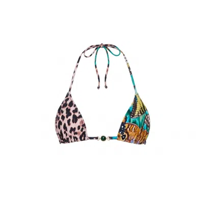 Sunkissed Women's Blue / Gold Le Triangle Top - Cheetafly In Multi