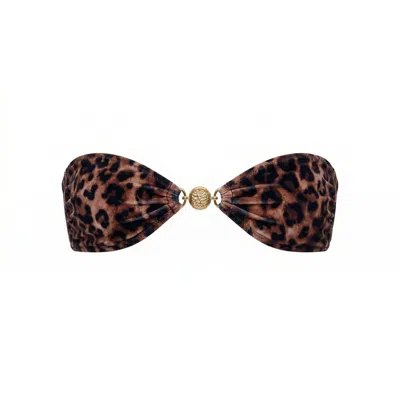 Sunkissed Women's Brown Le Bandeau Strapless Top - Leopard