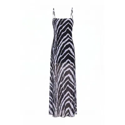 Sunkissed Women's White Beach To Bar Dress - Zebra In Black