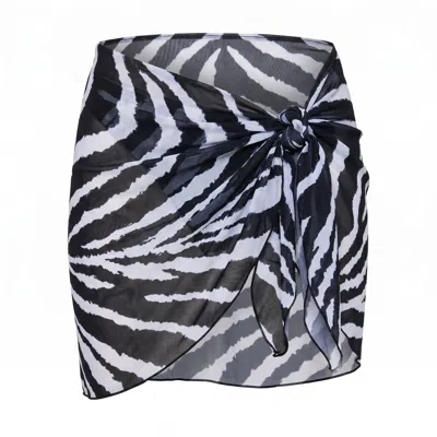 Sunkissed Women's White Sarong - Zebra In Multi