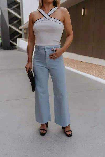 Sunland 17 Charli Cropped Wide Leg Pants In Blue