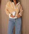 Sunland 17 Darcy Striped Quarter-zip Sweater In Camel