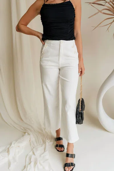 Sunland 17 Poppy Buttoned Wide Leg Pants In White