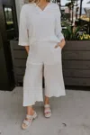Sunland 17 Rebecca Linen Cropped Pants In Ivory In Multi