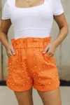 Sunland 17 Stacey Denim Pearl Shorts In Orange In Orange