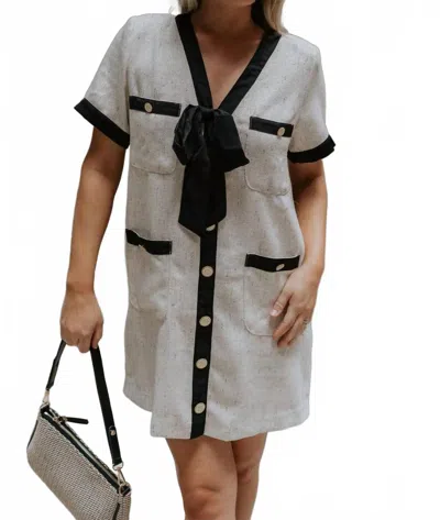 Sunland 17 Stevie Short Sleeve Mini Dress In Oatmeal/black In Multi