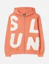 Sunlove Capital Brushed Zip Up Hoodie In Orange