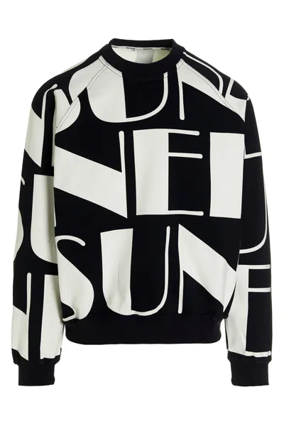 Sunnei All-over Logo Printed Crewneck Sweatshirt In Black