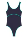 Sunnei Arena Contrast-trim Swimsuit In Blue