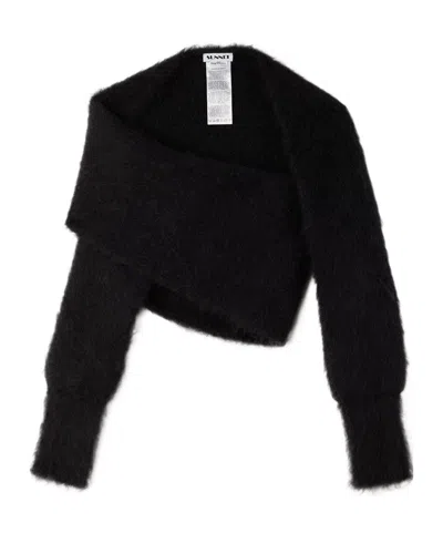 Sunnei Asymmetrical Knitted Pullover In Deep Navy Blue