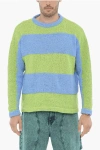 SUNNEI AWNING STRIPED TWO-TONE CREW-NECK SWEATER