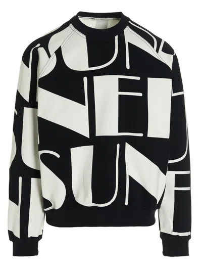 Sunnei All-over Logo Printed Crewneck Sweatshirt In Black