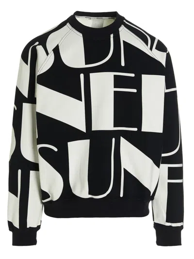Sunnei All-over Logo Printed Crewneck Sweatshirt In Black