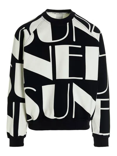 Sunnei All-over Logo Printed Crewneck Sweatshirt In Black