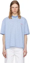 Sunnei Striped T-shirt In 8071 Azure/optical W
