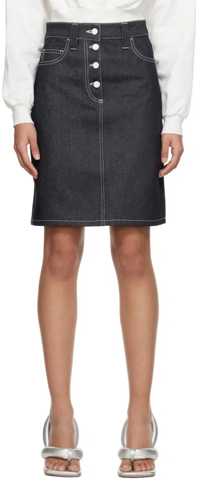Sunnei Denim Skirt With Contrast Stitching In Black