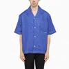 Sunnei Blue Linen Bowling Shirt In Blue