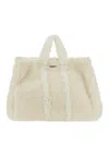 Sunnei Designer Handbags Teddy Fleece Bag In White