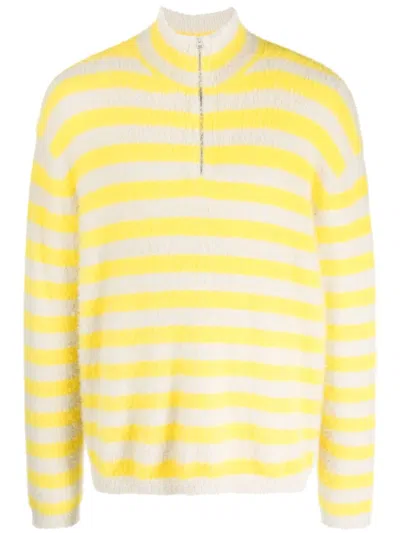 Sunnei Bruched-effect Striped Jumper In Beige