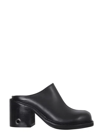 Sunnei Black Buco Leather Mules In Multi