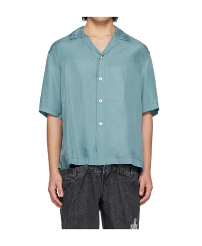 Sunnei Blue Buttoned Shirt In Slate Blue
