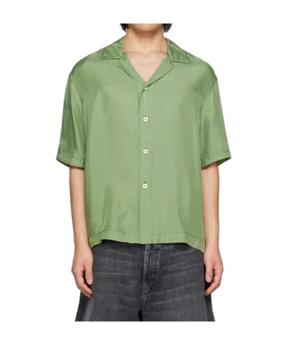 Sunnei Green Buttoned Shirt In Sage Green