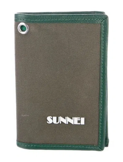 Pre-owned Sunnei Canvas Colorblock Pattern Wallet In Green