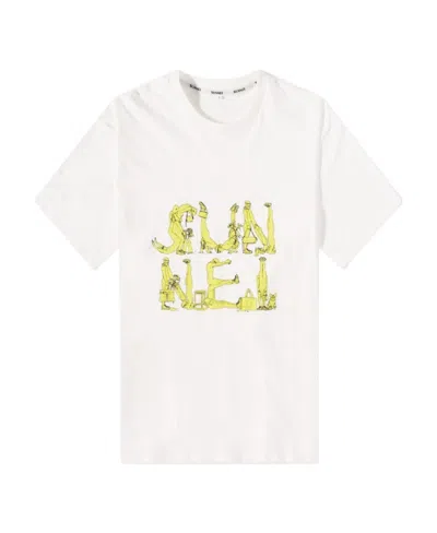 Sunnei Character Logo T-shirt In White Ppt