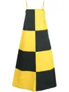 Sunnei Checkerboard-print Midi Dress In Gelb