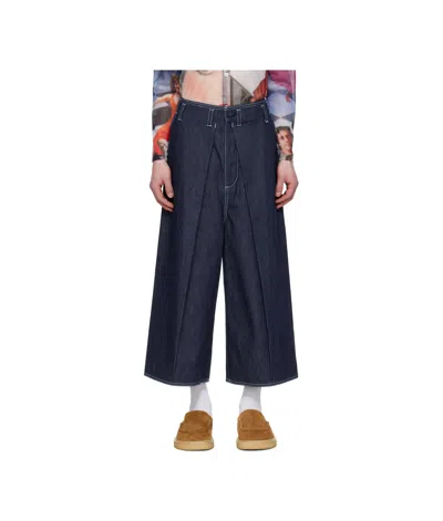 Sunnei Cholo Cropped Jeans In Navy Blue