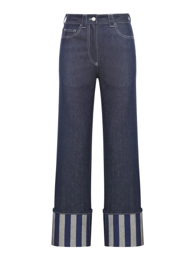 Sunnei Classic Trousers In Raw Electric Blue Stripes