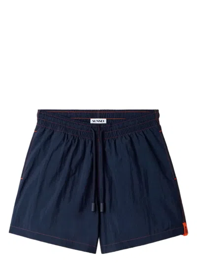 Sunnei Contrast-stitch Swim Shorts In Blue