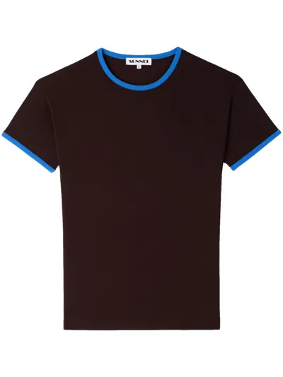 Sunnei Contrast-trim T-shirt In Brown