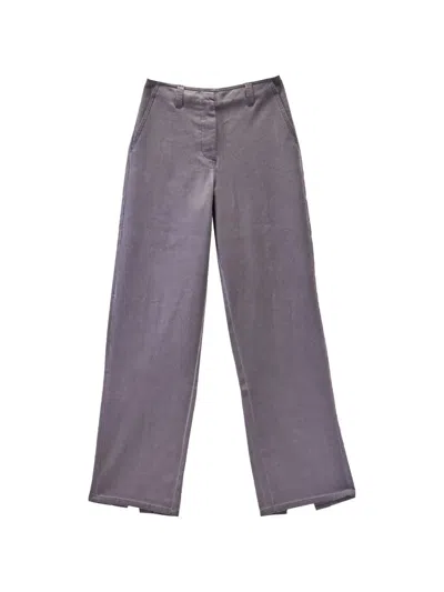 Sunnei Contrast-stitch Rear-slit Trousers In Purple