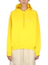 Sunnei Relaxed-fit Drawstring Hood Sweatshirt In Yellow