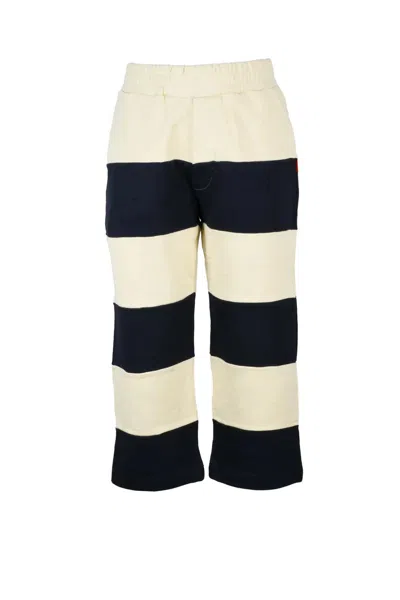 Sunnei Cotton Trousers - Beige/blue In Multi