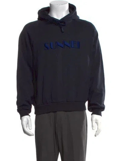 Pre-owned Sunnei Crew Neck Long Sleeve Hoodie In Blue