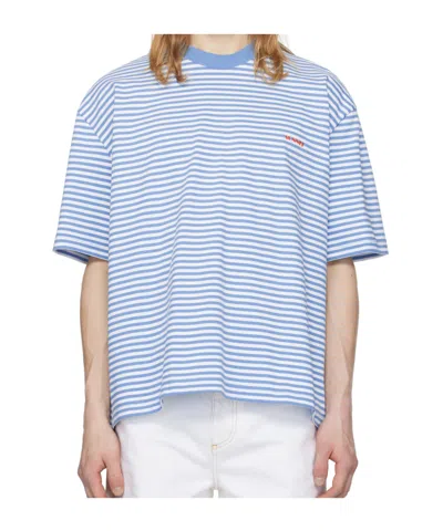 Sunnei Crew Neck Short-sleeved T-shirt In Blue