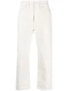 Sunnei Cropped Cotton Trousers In Neutrals