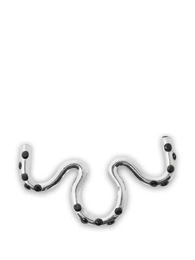 Sunnei Crystal-embellished Wavy Septum Ring In 银色