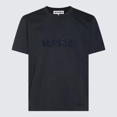 SUNNEI DARK BLUE COTTON T-SHIRT